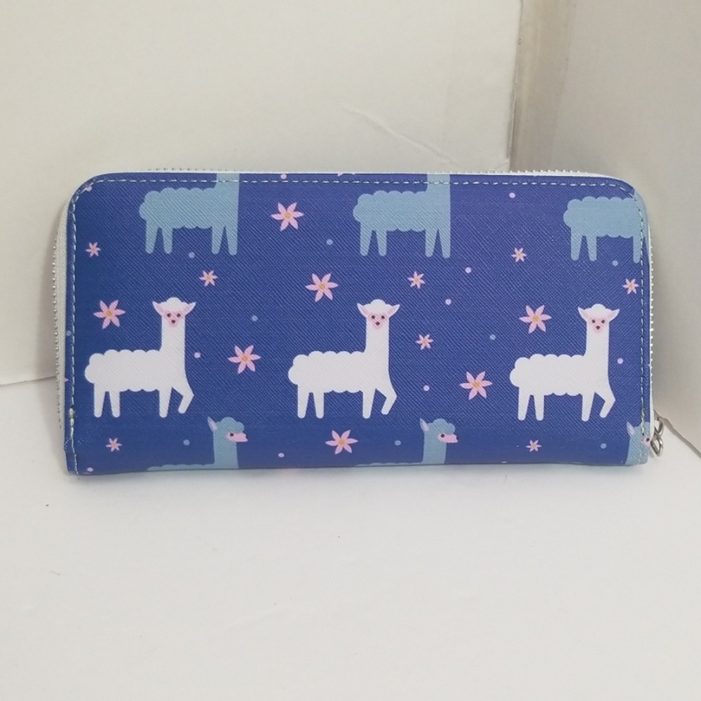 NWOT Chloe Alexis Llama blue zipper wallet